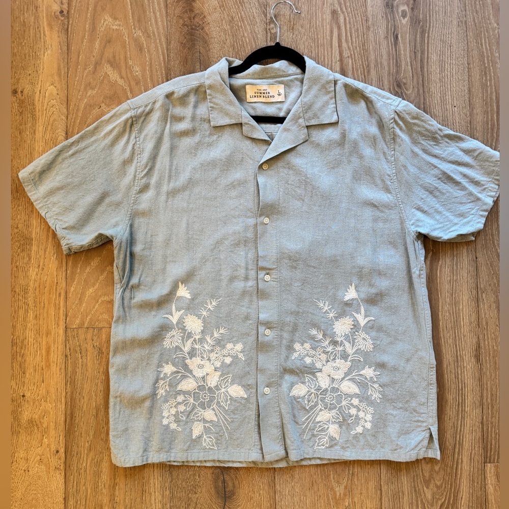 Mens Large Abercrombie Linen Button Down